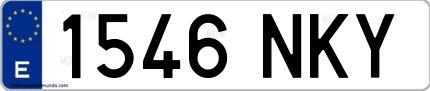 Ejemplo de matrícula española 1546 NKY