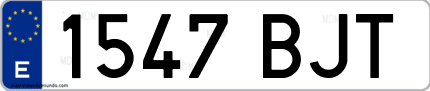 Ejemplo de matrícula de coche ordinaria 1547 BJT