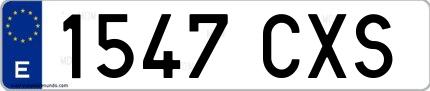 Ejemplo de matrícula española 1547 CXS
