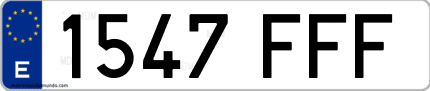 Ejemplo de matrícula de coche ordinaria 1547 FFF