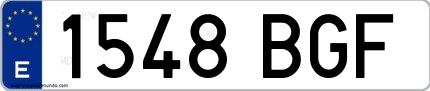 Ejemplo de matrícula española 1548 BGF