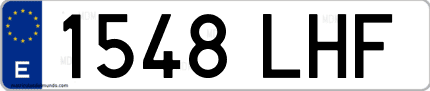 Ejemplo de matrícula de coche ordinaria 1548 LHF