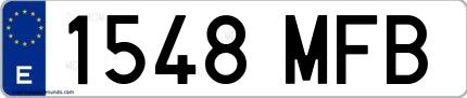 Ejemplo de matrícula española 1548 MFB