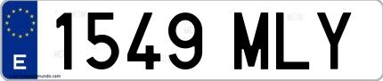 Ejemplo de matrícula española 1549 MLY
