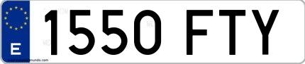 Ejemplo de matrícula española 1550 FTY
