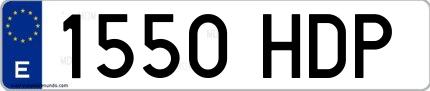 Ejemplo de matrícula española 1550 HDP