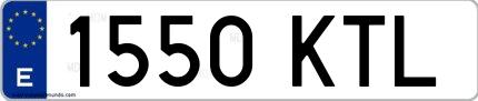 Ejemplo de matrícula española 1550 KTL