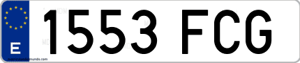 Ejemplo de matrícula de coche ordinaria 1553 FCG