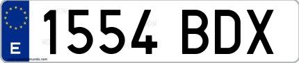 Ejemplo de matrícula española 1554 BDX