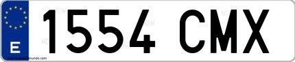Ejemplo de matrícula española 1554 CMX