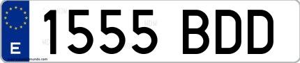 Ejemplo de matrícula española 1555 BDD