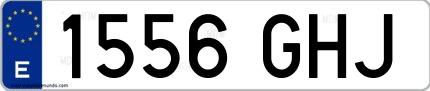 Ejemplo de matrícula española 1556 GHJ
