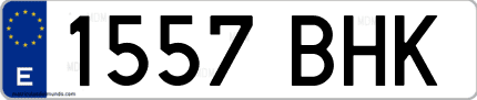 Ejemplo de matrícula de coche ordinaria 1557 BHK