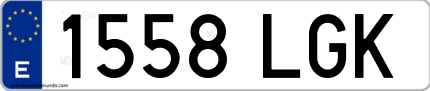 Ejemplo de matrícula de coche ordinaria 1558 LGK