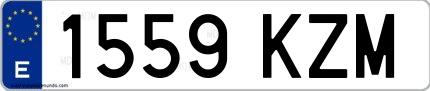 Ejemplo de matrícula española 1559 KZM