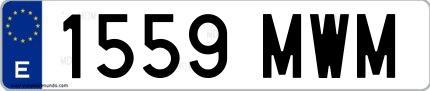 Ejemplo de matrícula española 1559 MWM