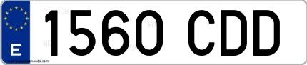 Ejemplo de matrícula española 1560 CDD