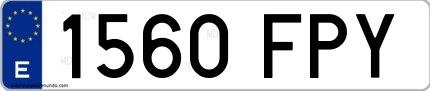 Ejemplo de matrícula española 1560 FPY