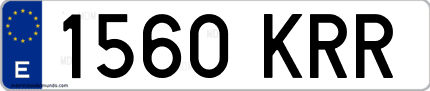 Ejemplo de matrícula de coche ordinaria 1560 KRR
