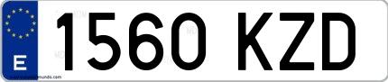 Ejemplo de matrícula española 1560 KZD