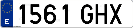 Ejemplo de matrícula de coche ordinaria 1561 GHX
