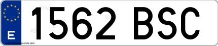 Ejemplo de matrícula española 1562 BSC