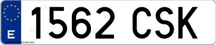 Ejemplo de matrícula española 1562 CSK