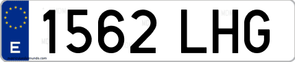 Ejemplo de matrícula de coche ordinaria 1562 LHG