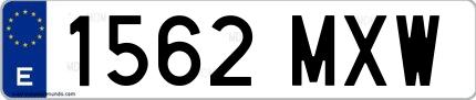 Ejemplo de matrícula española 1562 MXW