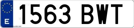 Ejemplo de matrícula española 1563 BWT