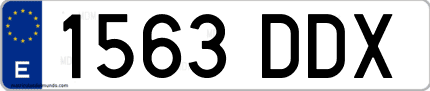 Ejemplo de matrícula de coche ordinaria 1563 DDX