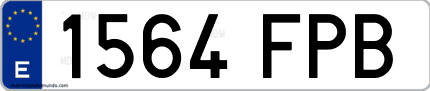 Ejemplo de matrícula de coche ordinaria 1564 FPB