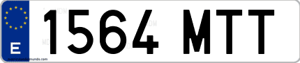 Ejemplo de matrícula de coche ordinaria 1564 MTT