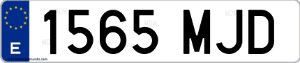 Ejemplo de matrícula de coche ordinaria 1565 MJD