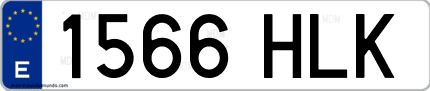 Ejemplo de matrícula de coche ordinaria 1566 HLK