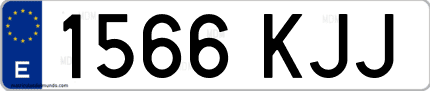Ejemplo de matrícula de coche ordinaria 1566 KJJ