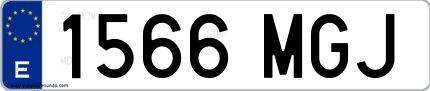 Ejemplo de matrícula española 1566 MGJ