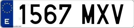 Ejemplo de matrícula española 1567 MXV