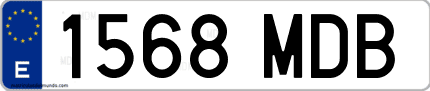 Ejemplo de matrícula de coche ordinaria 1568 MDB