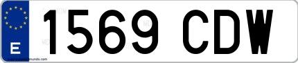 Ejemplo de matrícula española 1569 CDW
