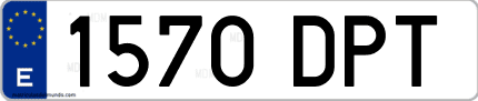 Ejemplo de matrícula de coche ordinaria 1570 DPT
