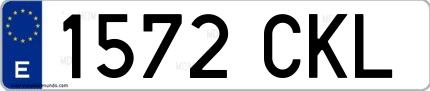 Ejemplo de matrícula española 1572 CKL