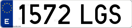 Ejemplo de matrícula de coche ordinaria 1572 LGS