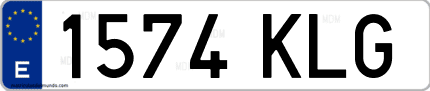 Ejemplo de matrícula de coche ordinaria 1574 KLG
