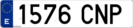 Ejemplo de matrícula de coche ordinaria 1576 CNP