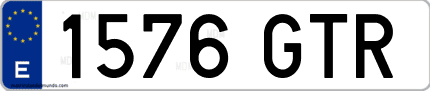 Ejemplo de matrícula de coche ordinaria 1576 GTR