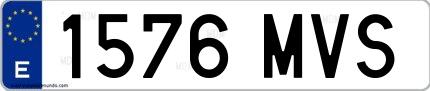 Ejemplo de matrícula española 1576 MVS