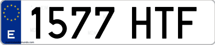 Ejemplo de matrícula de coche ordinaria 1577 HTF