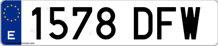 Ejemplo de matrícula de coche ordinaria 1578 DFW