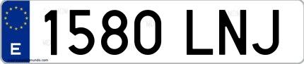 Ejemplo de matrícula española 1580 LNJ